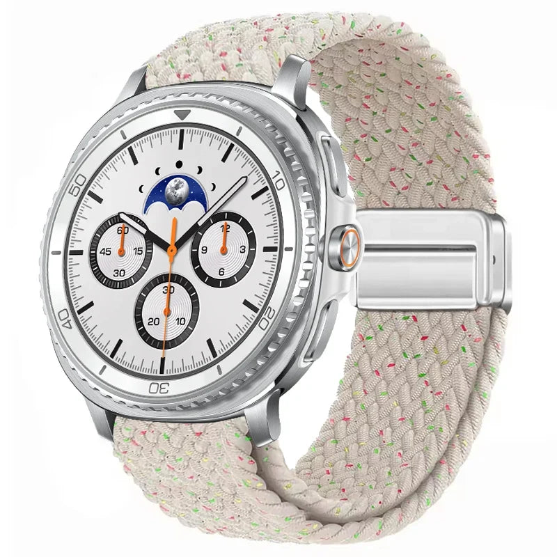 Geflochtenes Nylon-Smartwatch-Armband, atmungsaktiv, verstellbar, mit Metallschließe, für Galaxy-Uhr | Sansoti