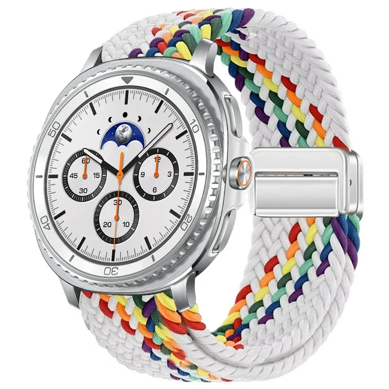 Geflochtenes Nylon-Smartwatch-Armband, atmungsaktiv, verstellbar, mit Metallschließe, für Galaxy-Uhr | Sansoti