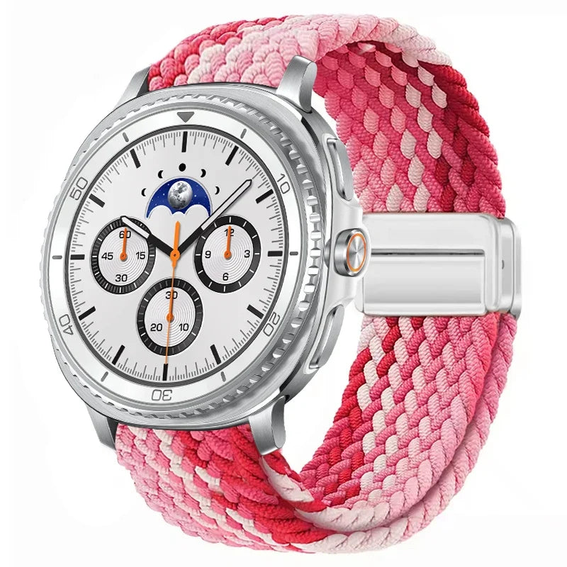 Geflochtenes Nylon-Smartwatch-Armband, atmungsaktiv, verstellbar, mit Metallschließe, für Galaxy-Uhr | Sansoti