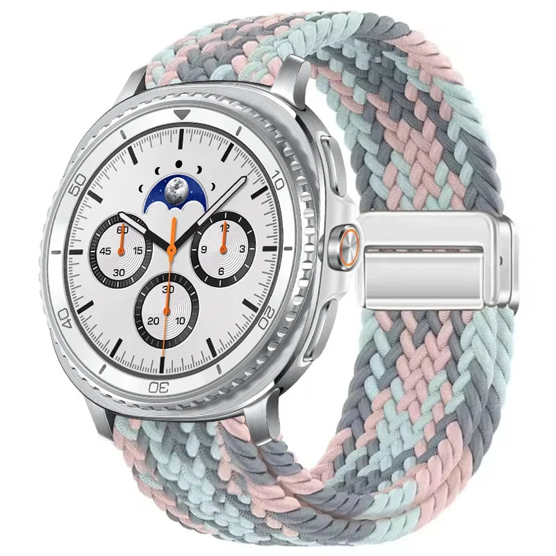 Geflochtenes Nylon-Smartwatch-Armband, atmungsaktiv, verstellbar, mit Metallschließe, für Galaxy-Uhr | Sansoti