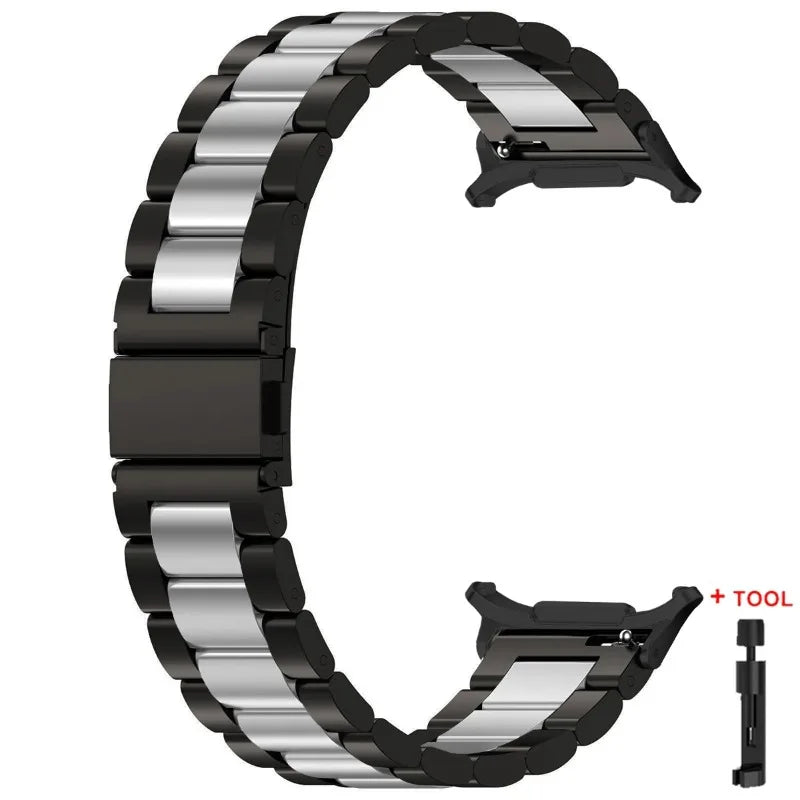 Verstellbares Edelstahl-Uhrenarmband 22 cm, Gliederarmband aus Metall, Smartwatch-Armband, universell kompatibel | Sansoti