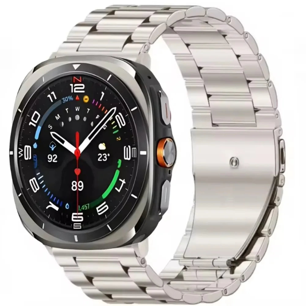 Verstellbares Edelstahl-Uhrenarmband 22 cm, Gliederarmband aus Metall, Smartwatch-Armband, universell kompatibel | Sansoti