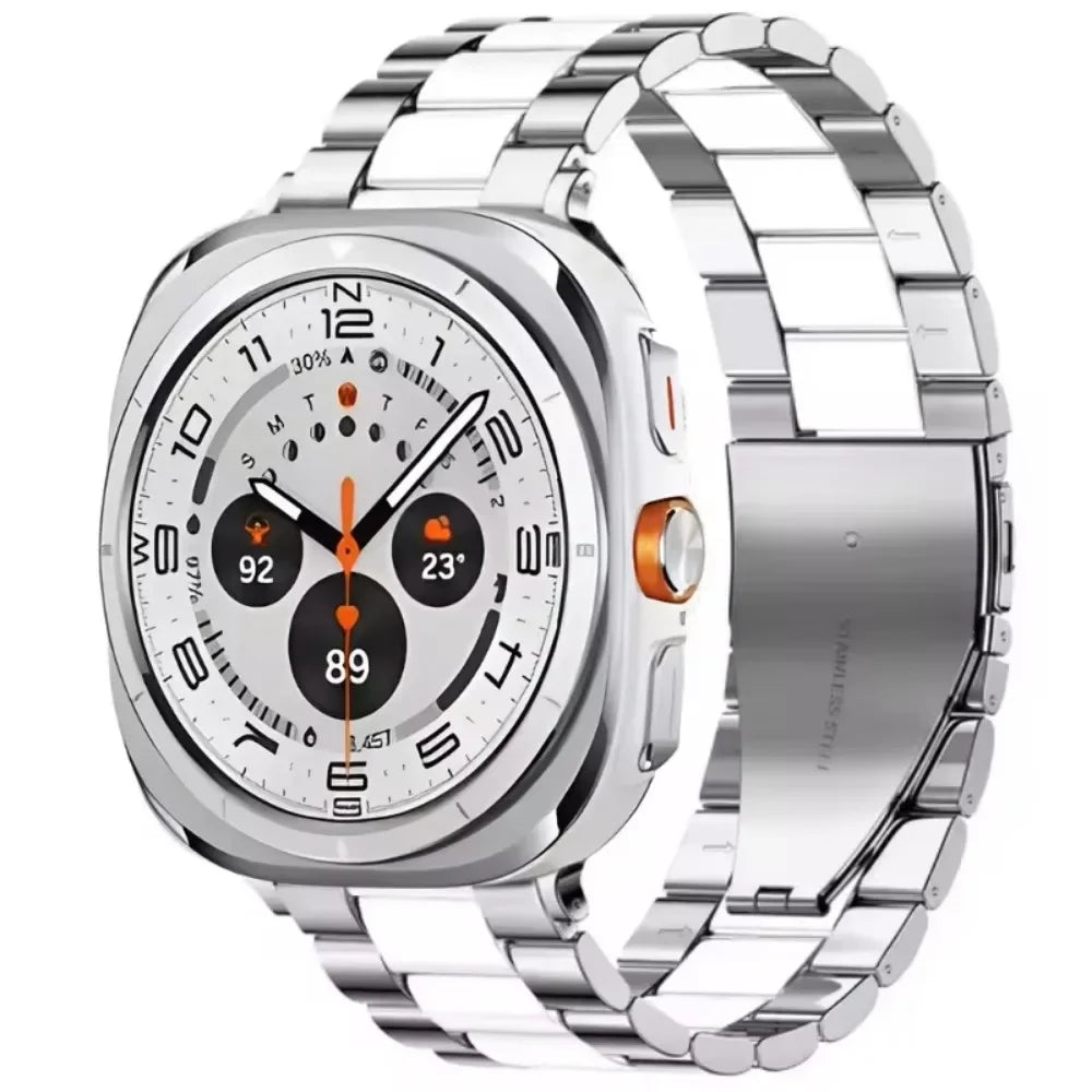 Verstellbares Edelstahl-Uhrenarmband 22 cm, Gliederarmband aus Metall, Smartwatch-Armband, universell kompatibel | Sansoti