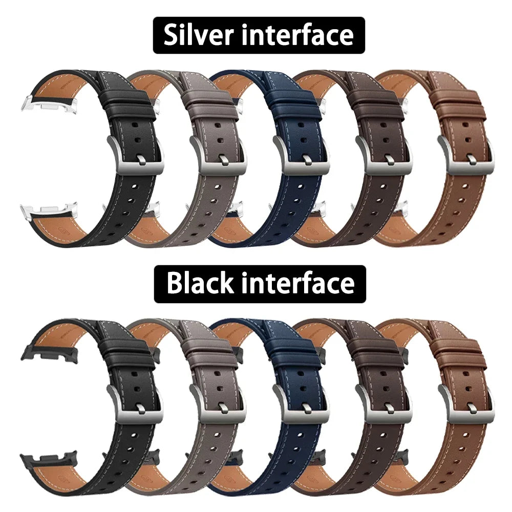 Lederarmband für Smartwatch mit polierter Schließe für 40-46-mm-Uhren – Stilvolles Armband-Zubehör | Sansoti