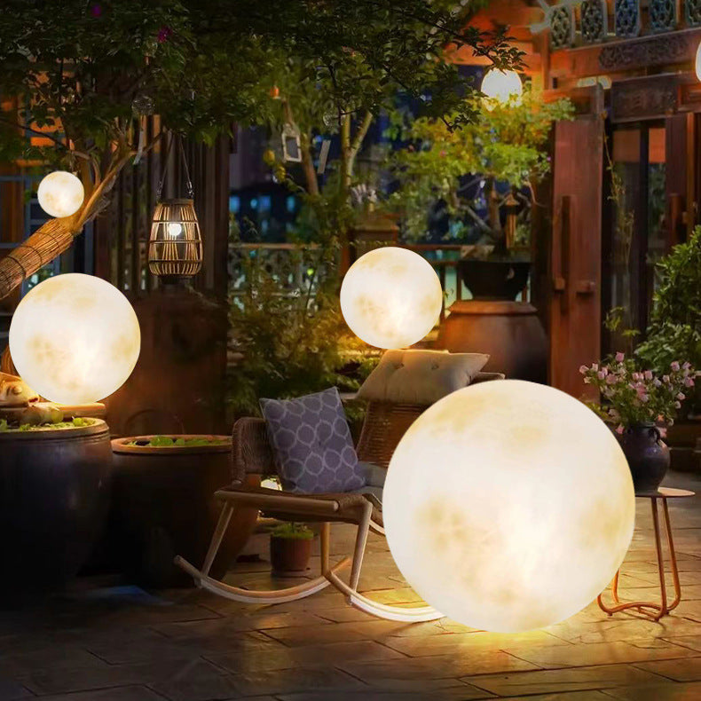 Lanterne de jardin en forme de lune à énergie solaire, LED, éclairage extérieur en résine et fibre de verre, décoration pour jardin, terrasse et balcon | Sansoti