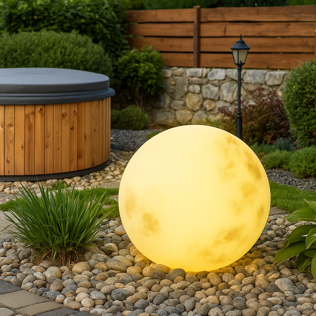 Lanterne de jardin en forme de lune à énergie solaire, LED, éclairage extérieur en résine et fibre de verre, décoration pour jardin, terrasse et balcon | Sansoti