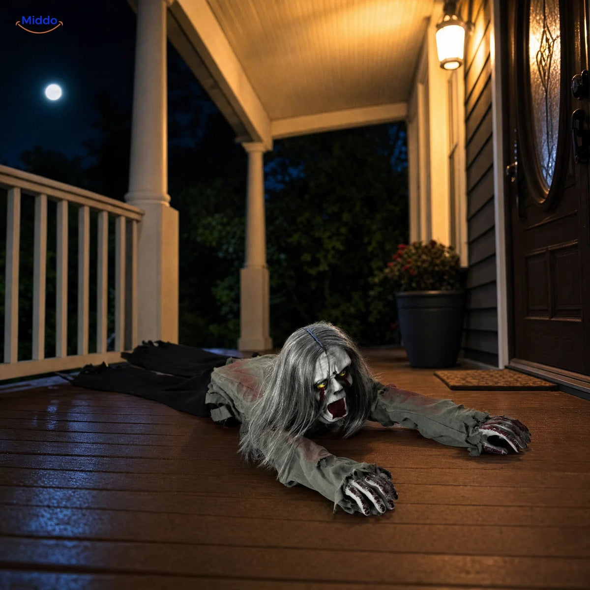 Geluidsgestuurde kruipende spookfiguur 110 cm Halloween decoratie binnengebruik vloer sfeer griezelig | Sansoti