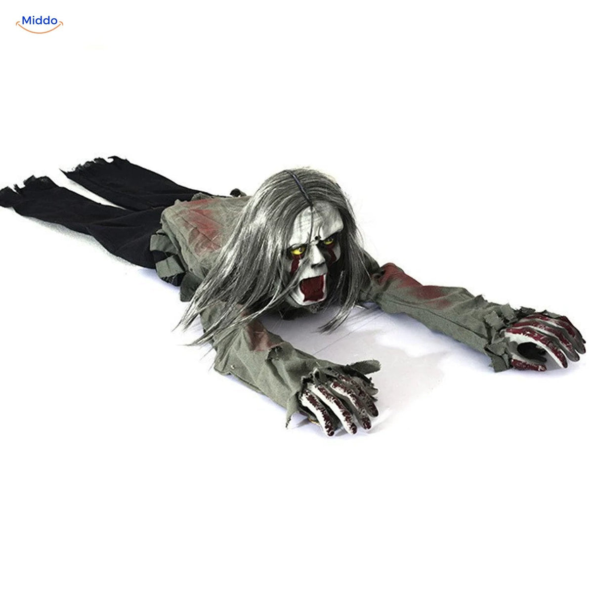 Geluidsgestuurde kruipende spookfiguur 110 cm Halloween decoratie binnengebruik vloer sfeer griezelig | Sansoti