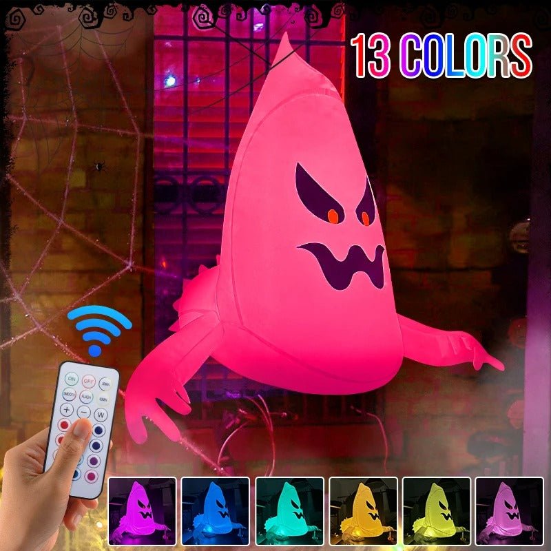 Décoration de fenêtre fantôme gonflable d’Halloween avec éclairage LED, décoration de jardin, figurine fantôme pour fête et soirée | Sansoti