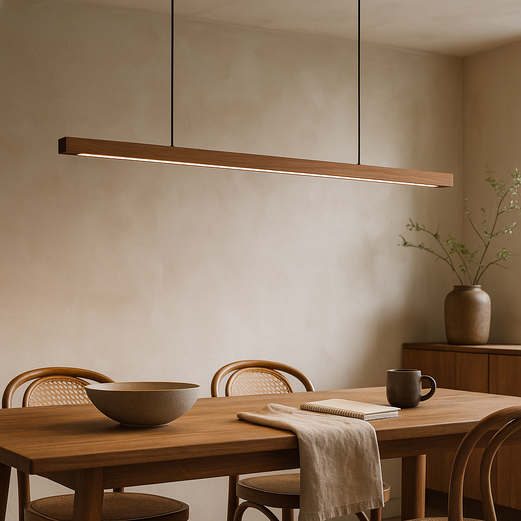 Hanglamp Hout LED Keukeneiland Verstelbaar Eethoek Bar Sfeervol Scandinavisch Design Warm Licht Dimbaar | Sansoti