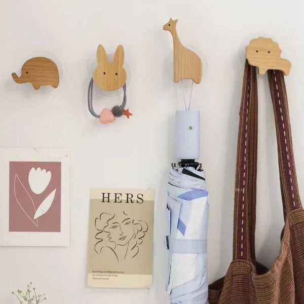 Wandhaken Hout Dieren Zelfklevend Kinderkamer Kapstokhaak Scandinavisch Design Kapstokhaakjes Muur Decoratie | Sansoti