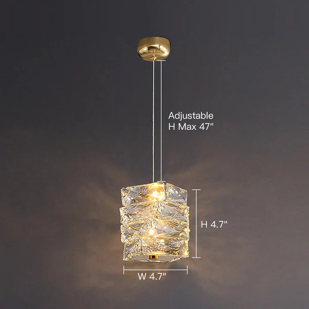 Suspension Cristal Empilé Bloc de glace LED Or Chrome Lampe d'ambiance Bar Salle à manger Moderne | Restfield