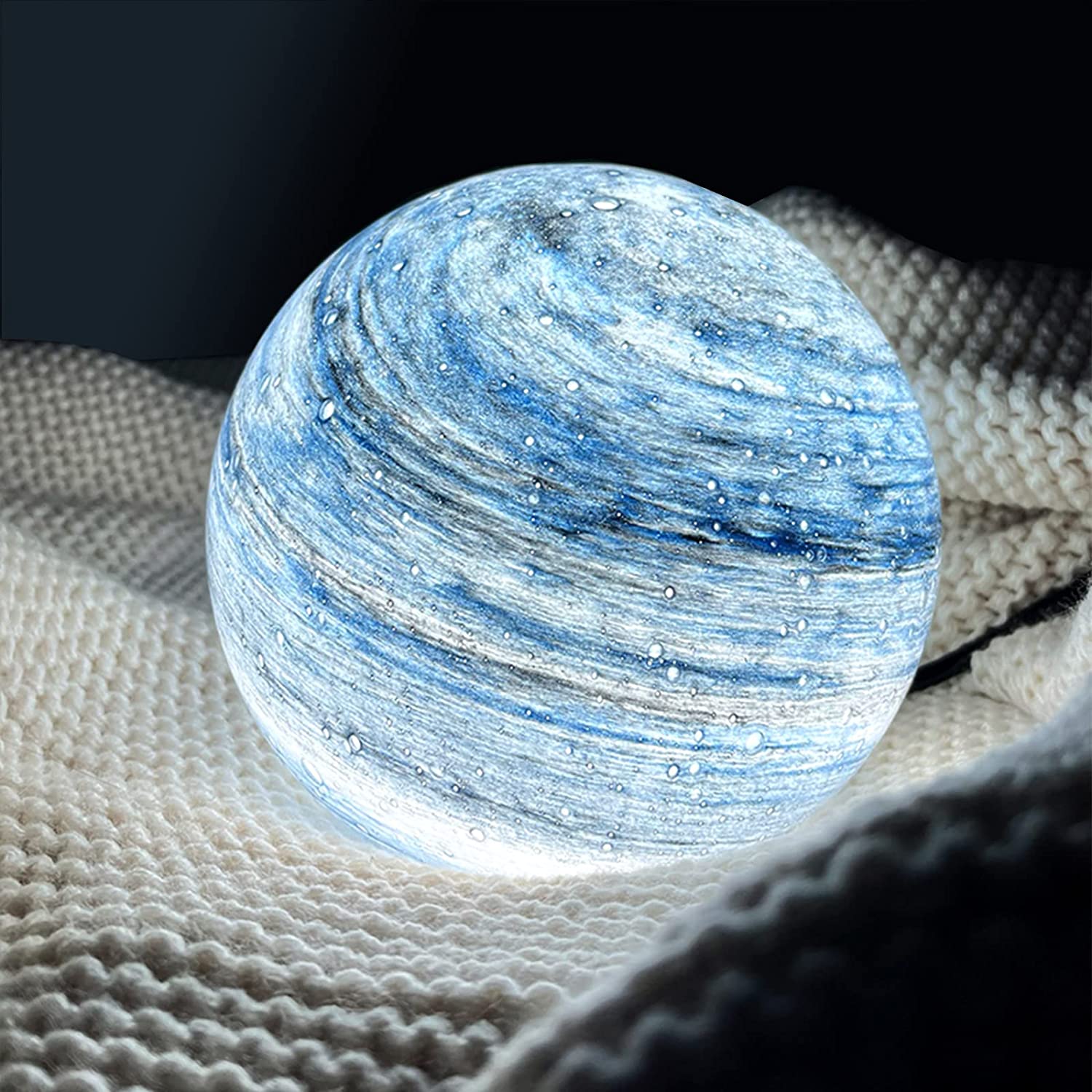 Maanlamp Glas 12 15 cm LED 16 Kleuren USB Tafellamp Slaapkamer Woonkamer Sfeerverlichting Nachtlamp | Sansoti