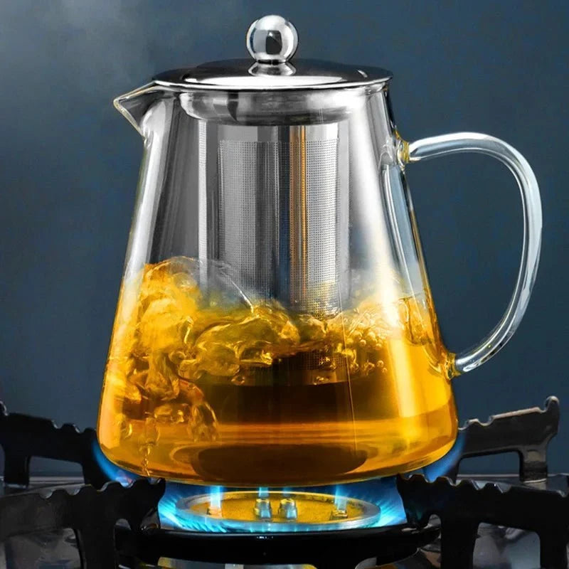 Glasteekanne mit Edelstahl-Teesieb 550 ml 950 ml 1300 ml Hitzebeständiges Borosilikatglas Transparent Tee zubereiten | Sansoti