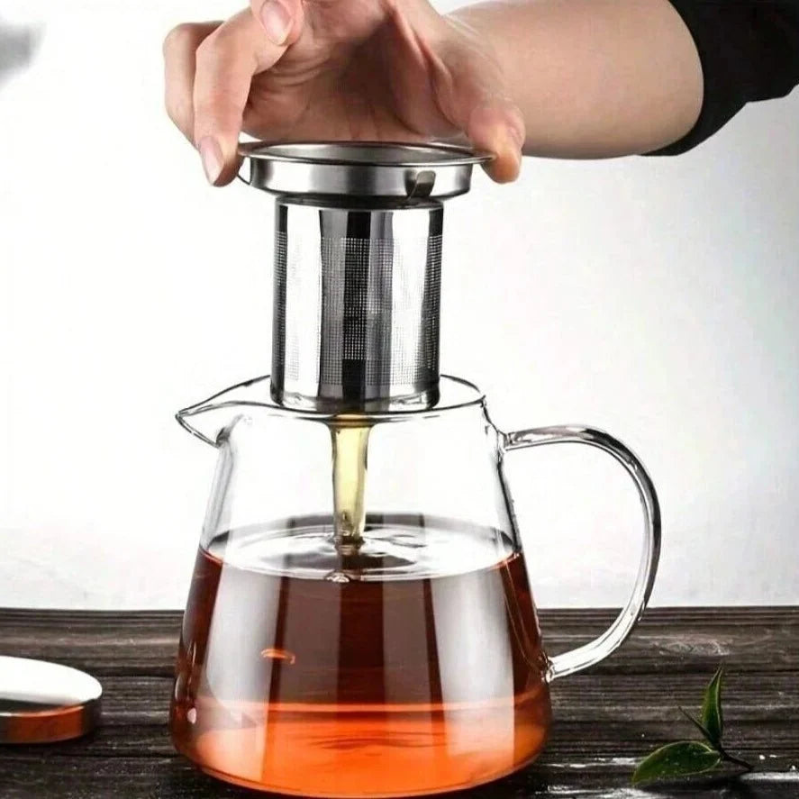 Glasteekanne mit Edelstahl-Teesieb 550 ml 950 ml 1300 ml Hitzebeständiges Borosilikatglas Transparent Tee zubereiten | Sansoti