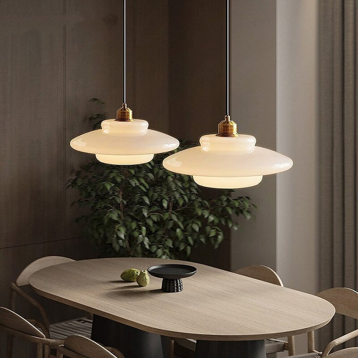 Hanglamp Wit Glas Messing Mid-Century Modern Design Verstelbare Kabel Eetkamer Woonkamer Keuken Melkglas Pendellamp Retro