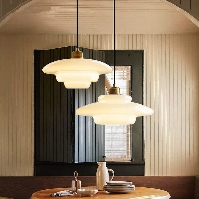 Hanglamp Wit Glas Messing Mid-Century Modern Design Verstelbare Kabel Eetkamer Woonkamer Keuken Melkglas Pendellamp Retro