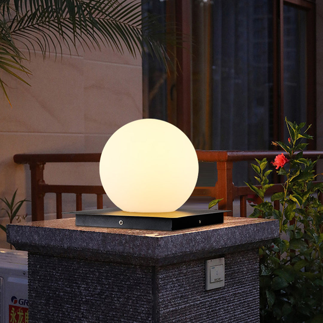 Lampe d’extérieur sur socle en acier inoxydable - boule, cube, cylindre - éclairage de jardin IP65 étanche, éclairage LED pour allées | Sansoti