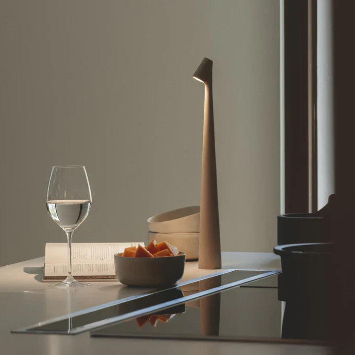 Rechargeable Table Lamp with Dimmable Warm Light and Touch Control | Aluminum Designer Lamp for Indoor and Outdoor | 20 Hours Usage Time | Sansoti