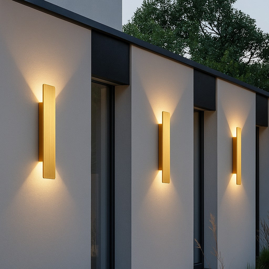 Goldene Außenwandleuchte LED Wasserdicht Aluminium Fassadenbeleuchtung Modern | Restfield