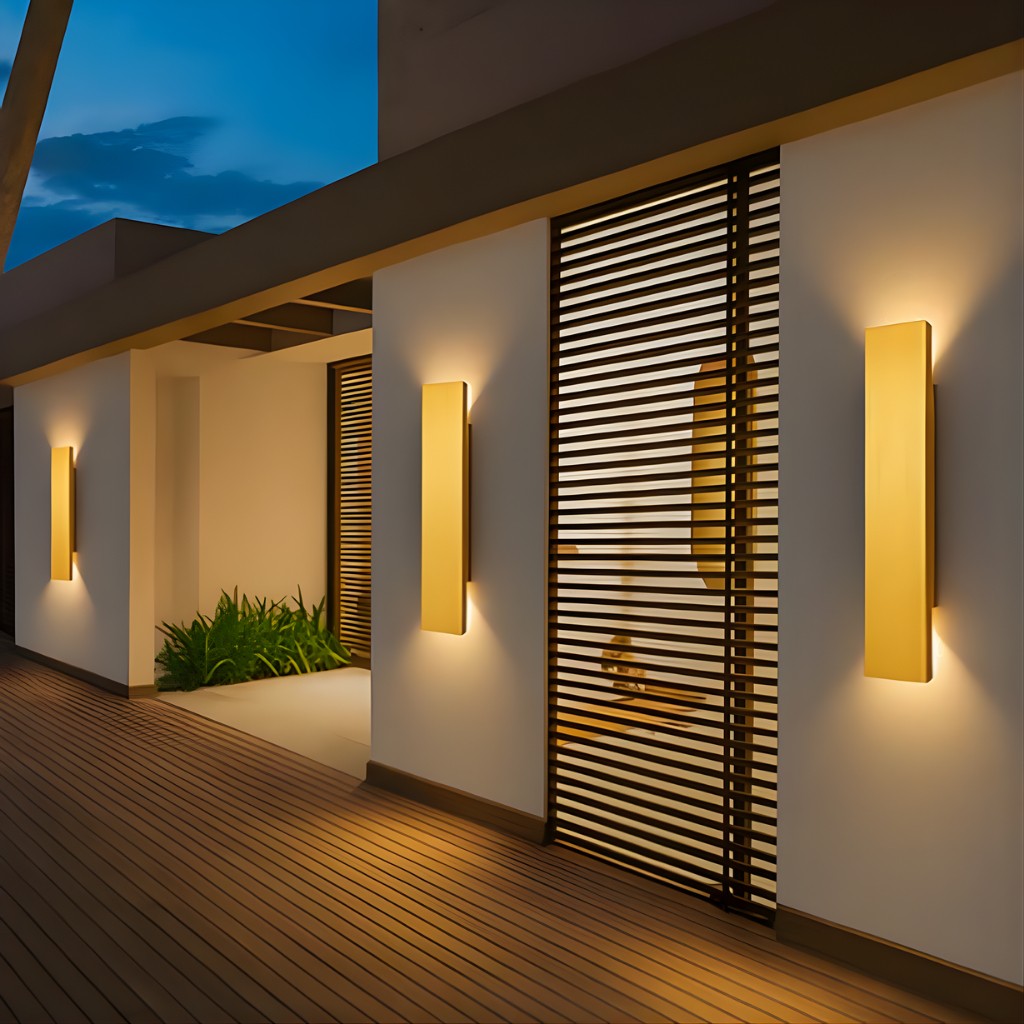 Goldene Außenwandleuchte LED Wasserdicht Aluminium Fassadenbeleuchtung Modern | Restfield