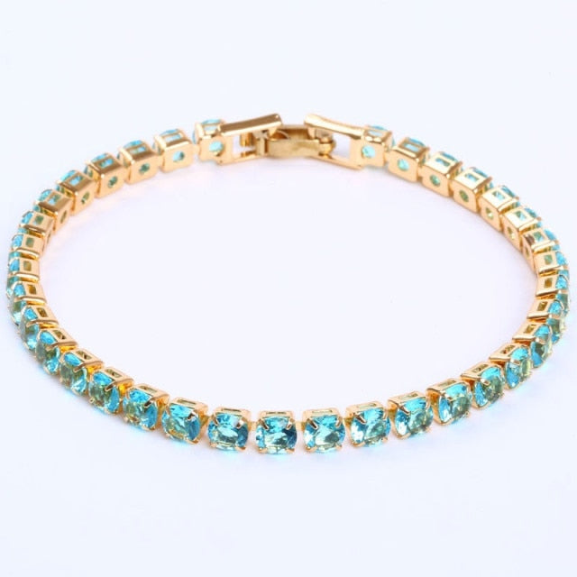 Elegante Schakelarmband met Zirkonia Stenen | Luxe Tennisarmband voor Dames en Heren | Geometrisch Design Polssieraad met Glanzende Kristallen | Verstelbare Feestelijke Armband Zilver Goud | Sansoti