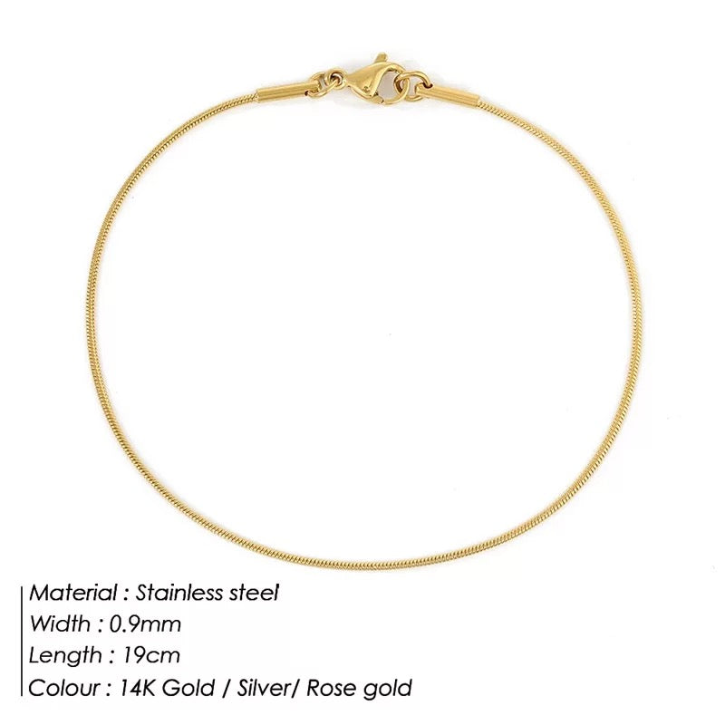 Minimalistisch Slangarmband Edelstaal Dames Sierlijk Verstelbaar Goud Zilver Rosé | Sansoti