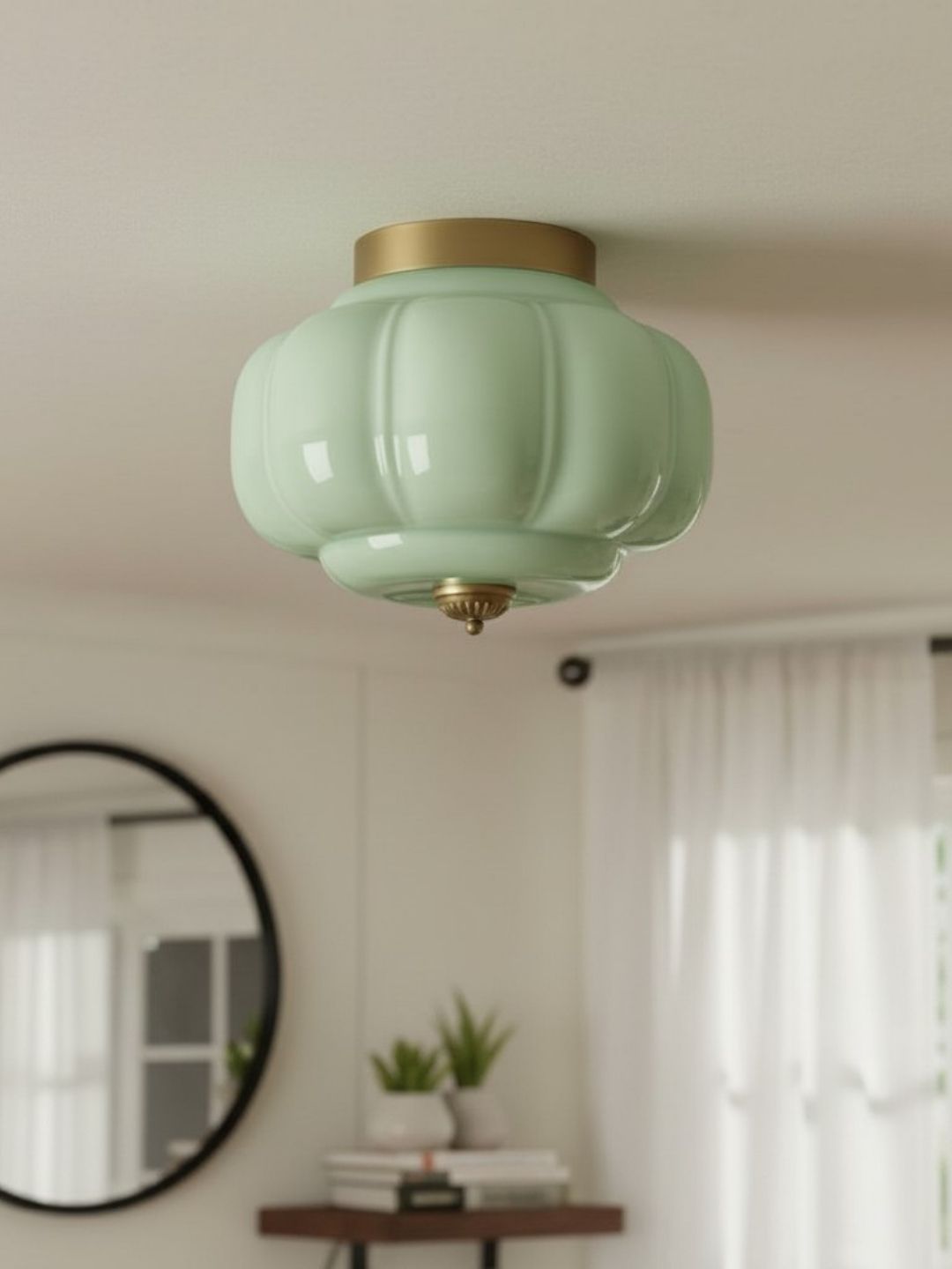 Retro Plafondlamp met Melkglazen Kap – Verfijnde Semi-Flush Mount Verlichting voor Moderne Interieurs | Sansoti