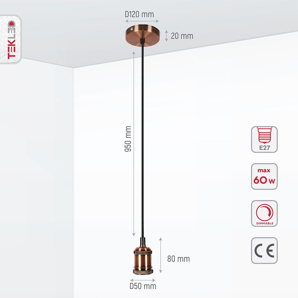 Hängelampe Vintage Industriell Retro E27 Antik Rot Bronze Gold Nickel Dimmbar Verstellbar | Restfield