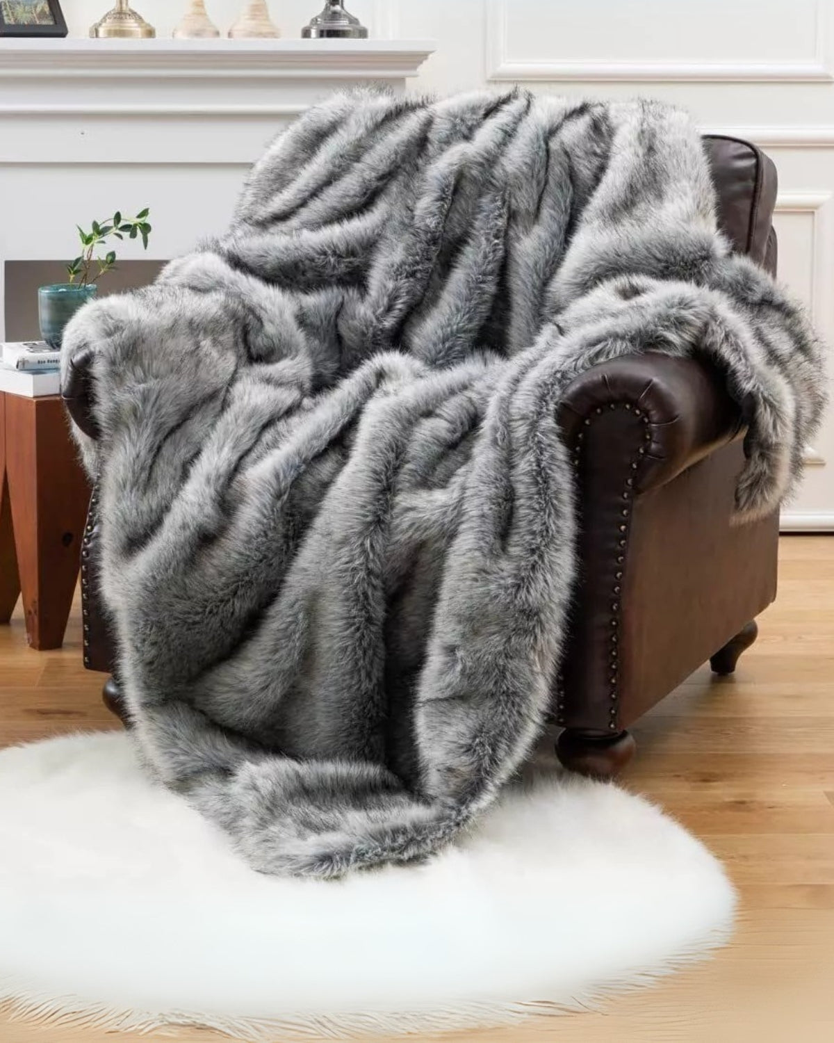 Imitatiebont Plaid 127x152cm of 150x200cm Wit Bruin Grijs Goud Scandinavische Woonkamer Slaapkamer Decoratieve Luxe Zachte Textiel Premium Woondeken | Sansoti