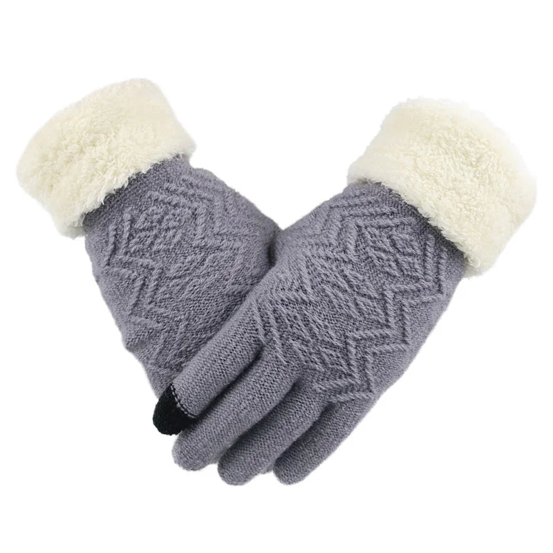 Touchscreen Gloves with Fleece Lining Windproof Knitted Winter Gloves One Size Warm Unisex | Sansoti