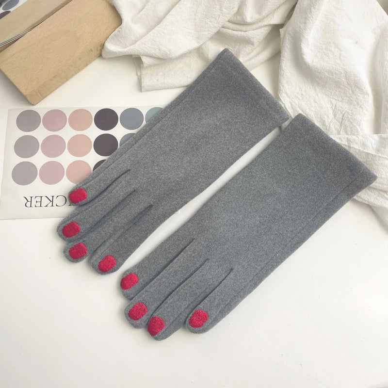 Winter Gloves with Touchscreen Function and Nail Polish Design, Fleece-Lined Warm Women's Gloves | Sansoti