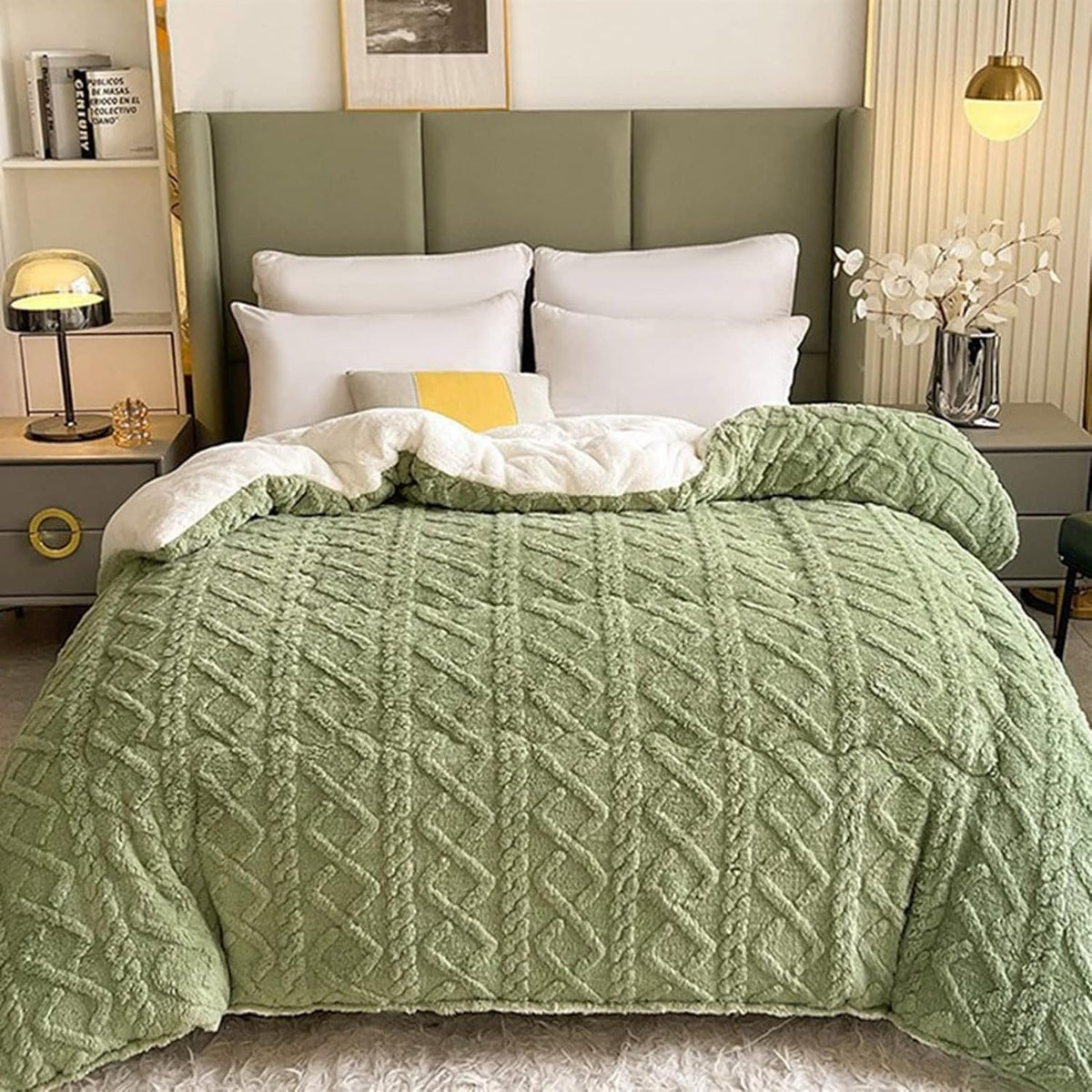 Dubbelzijdige Plaid Sherpa Fleece Geometrisch Patroon Warmte Comfort Woonkamer Slaapkamer Bank Bed Deken | Sansoti