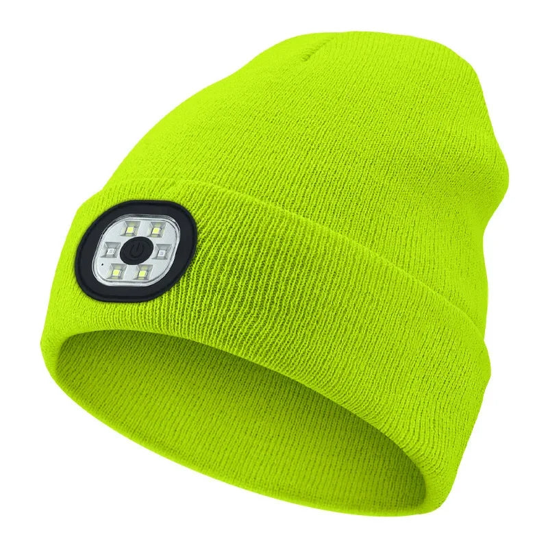 Knitted Winter Hat with Rechargeable LED Light Hands-Free Headlamp for Outdoor Winter Activities | Sansoti