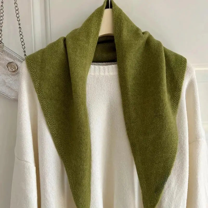 Knitted Women's Triangle Scarf Soft Winter Wrap Cotton Polyester Warmth Stylish Comfortable Elegant | Sansoti