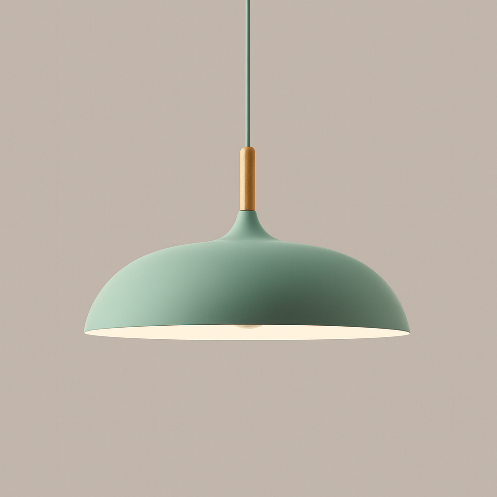 Hängelampe Pastell Aluminium Holz Retro Kuppel Kugel E27 Kinderzimmer Wohnzimmer | Restfield