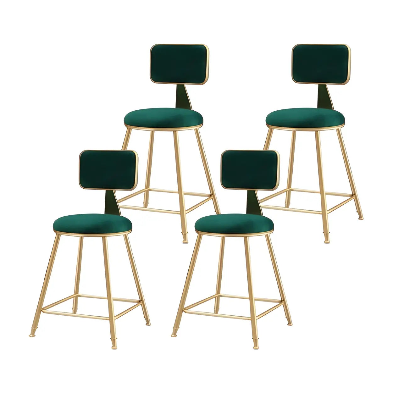 Tabouret de Bar en Velours Luxe avec Dossier et Piètement Métallique Doré – Chaise de Bar Glamour Moderne pour Îlot de Cuisine et Bar à Domicile | Restfield