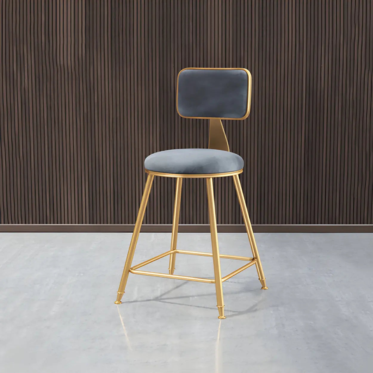 Tabouret de Bar en Velours Luxe avec Dossier et Piètement Métallique Doré – Chaise de Bar Glamour Moderne pour Îlot de Cuisine et Bar à Domicile | Restfield