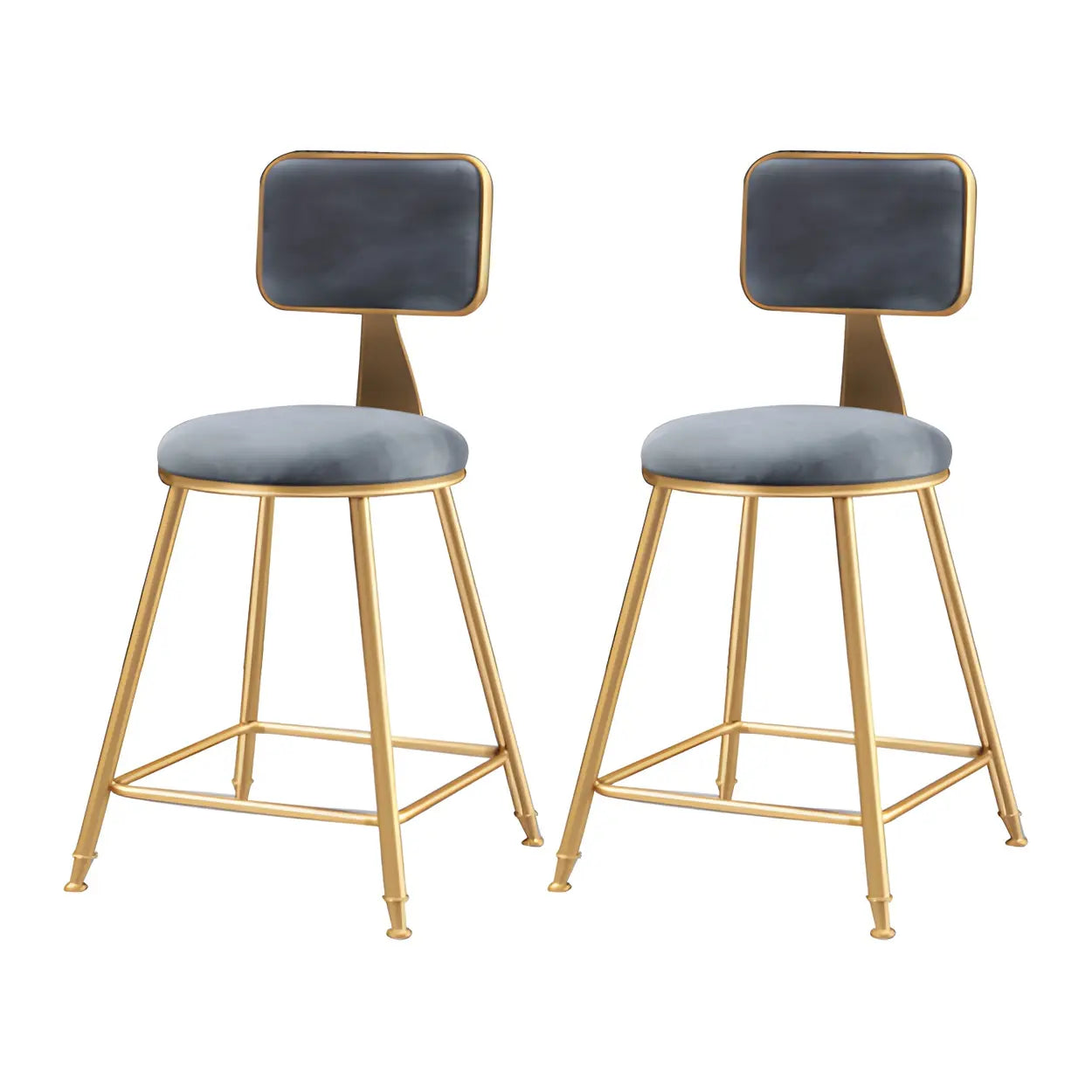 Tabouret de Bar en Velours Luxe avec Dossier et Piètement Métallique Doré – Chaise de Bar Glamour Moderne pour Îlot de Cuisine et Bar à Domicile | Restfield