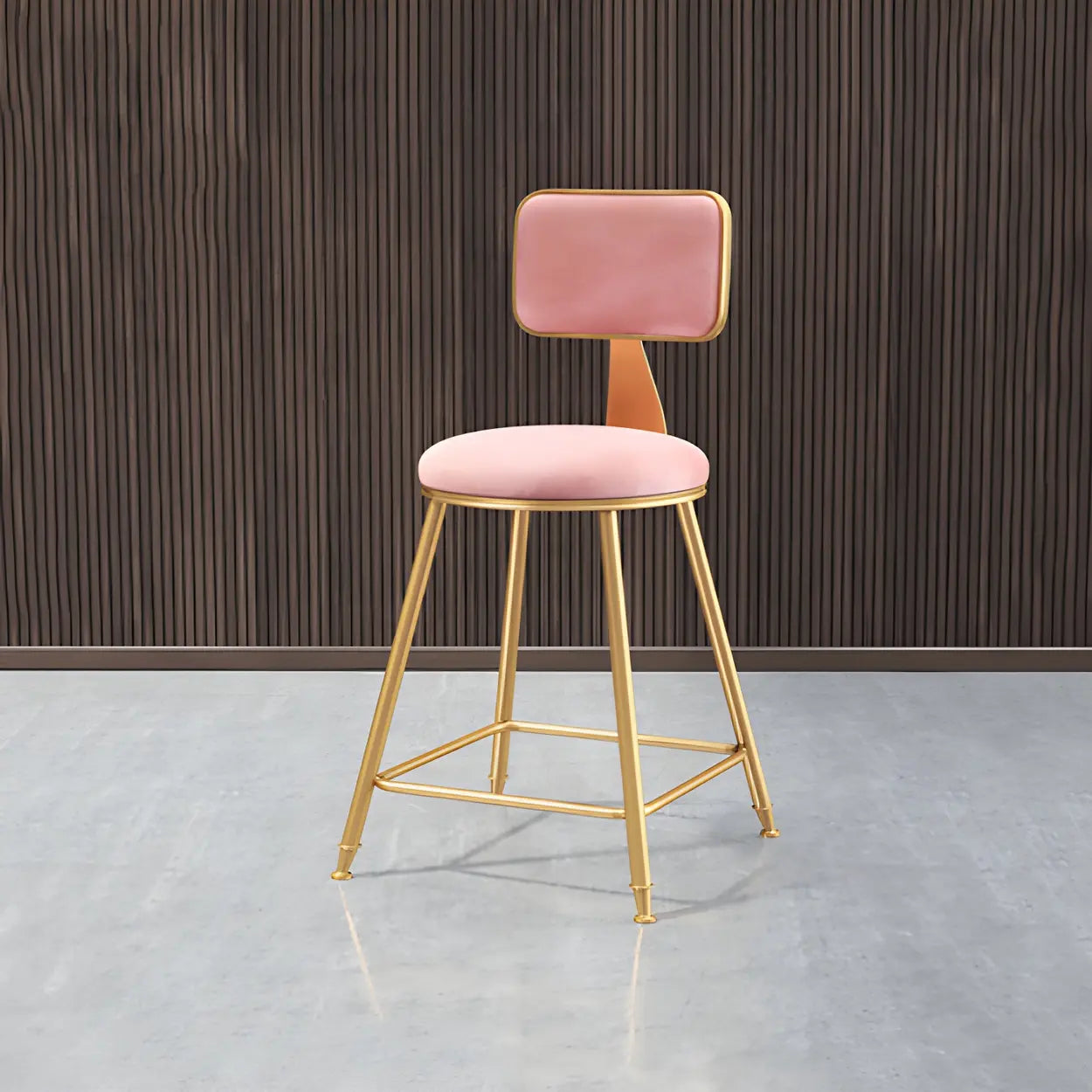 Tabouret de Bar en Velours Luxe avec Dossier et Piètement Métallique Doré – Chaise de Bar Glamour Moderne pour Îlot de Cuisine et Bar à Domicile | Restfield