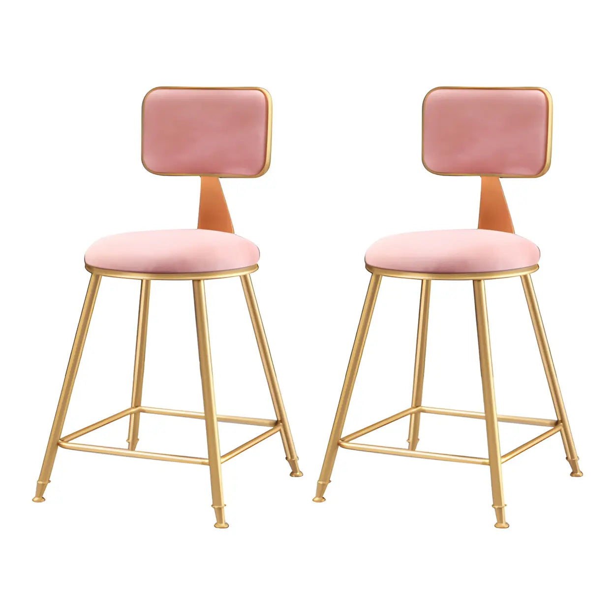 Tabouret de Bar en Velours Luxe avec Dossier et Piètement Métallique Doré – Chaise de Bar Glamour Moderne pour Îlot de Cuisine et Bar à Domicile | Restfield