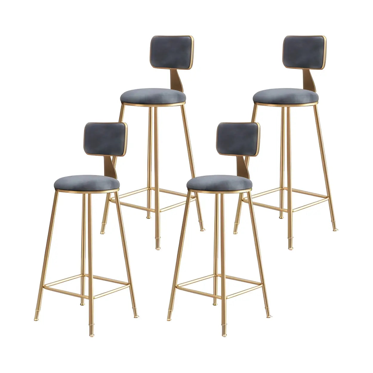 Tabouret de Bar en Velours Luxe avec Dossier et Piètement Métallique Doré – Chaise de Bar Glamour Moderne pour Îlot de Cuisine et Bar à Domicile | Restfield