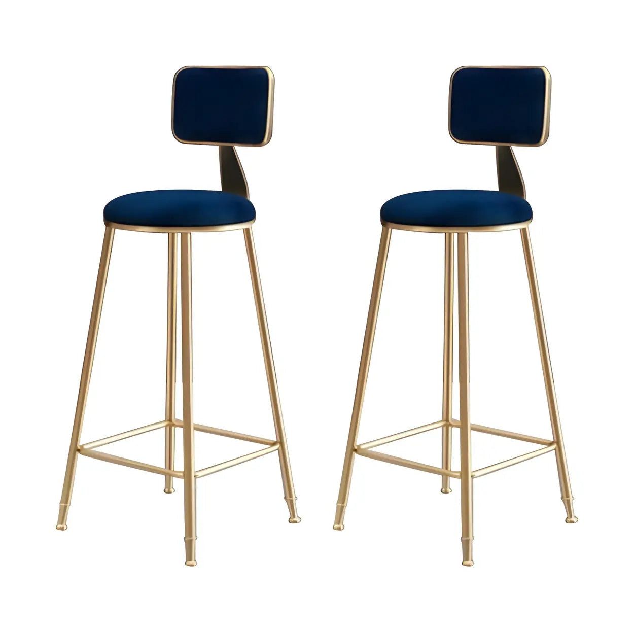 Tabouret de Bar en Velours Luxe avec Dossier et Piètement Métallique Doré – Chaise de Bar Glamour Moderne pour Îlot de Cuisine et Bar à Domicile | Restfield