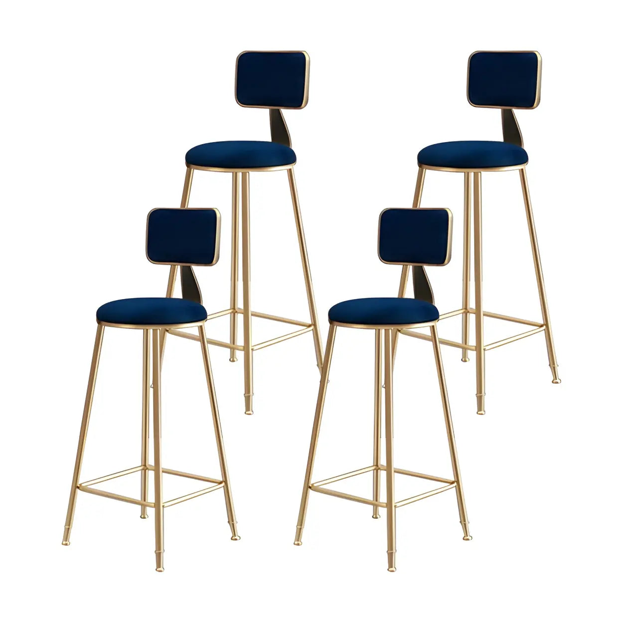 Tabouret de Bar en Velours Luxe avec Dossier et Piètement Métallique Doré – Chaise de Bar Glamour Moderne pour Îlot de Cuisine et Bar à Domicile | Restfield