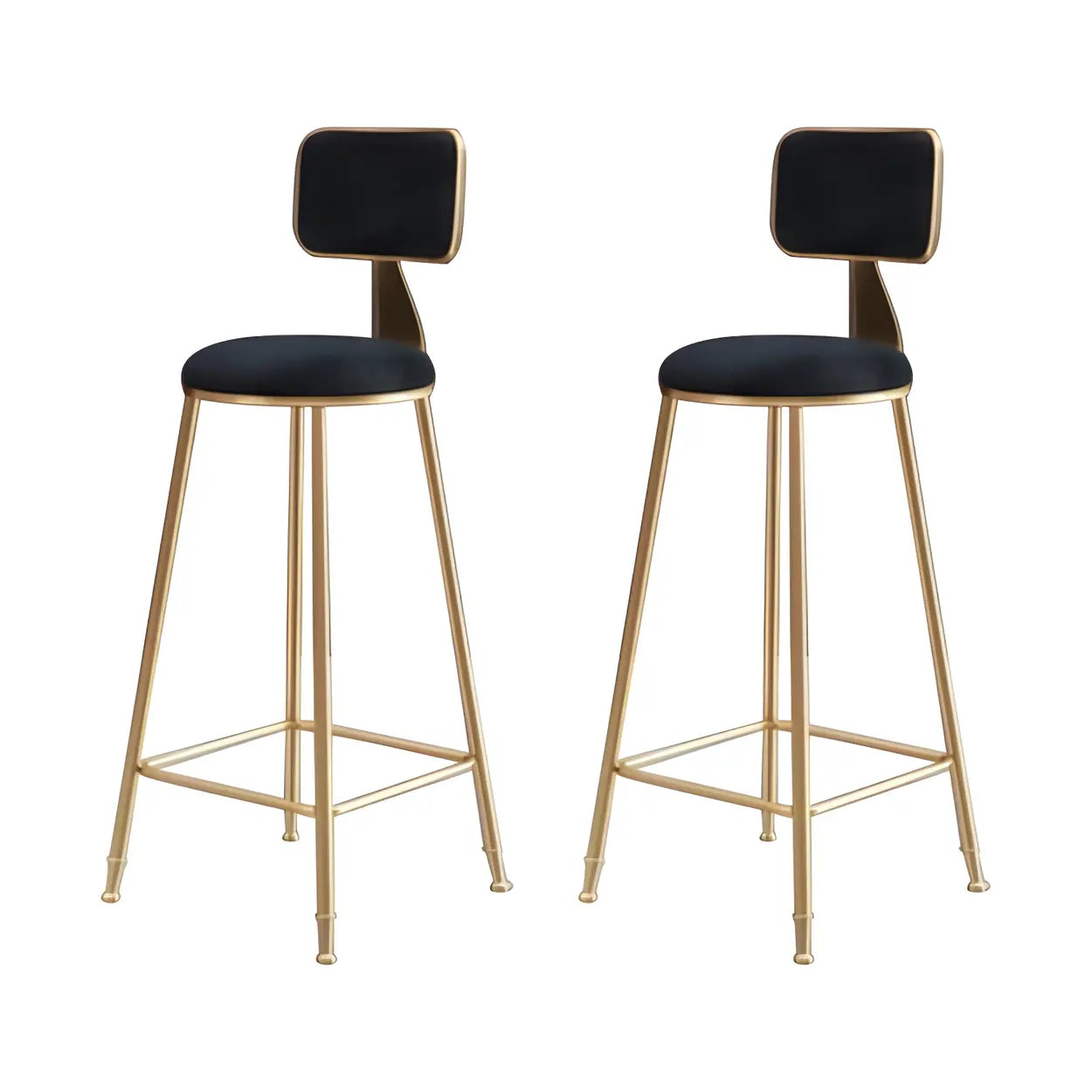 Tabouret de Bar en Velours Luxe avec Dossier et Piètement Métallique Doré – Chaise de Bar Glamour Moderne pour Îlot de Cuisine et Bar à Domicile | Restfield