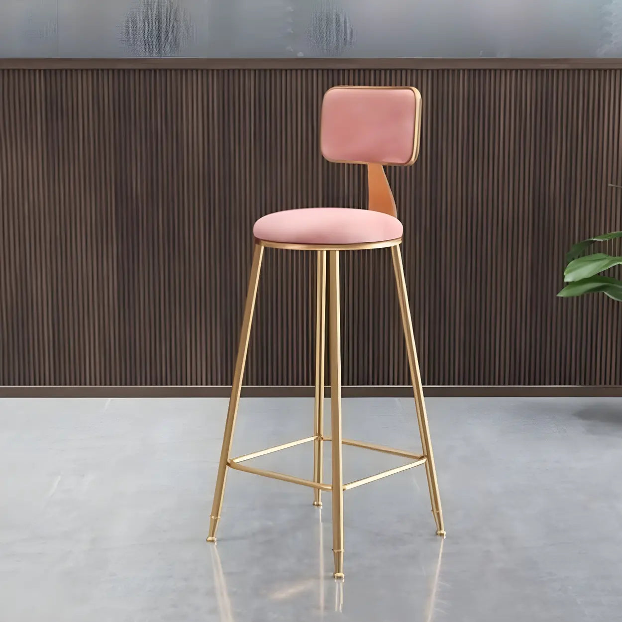 Tabouret de Bar en Velours Luxe avec Dossier et Piètement Métallique Doré – Chaise de Bar Glamour Moderne pour Îlot de Cuisine et Bar à Domicile | Restfield