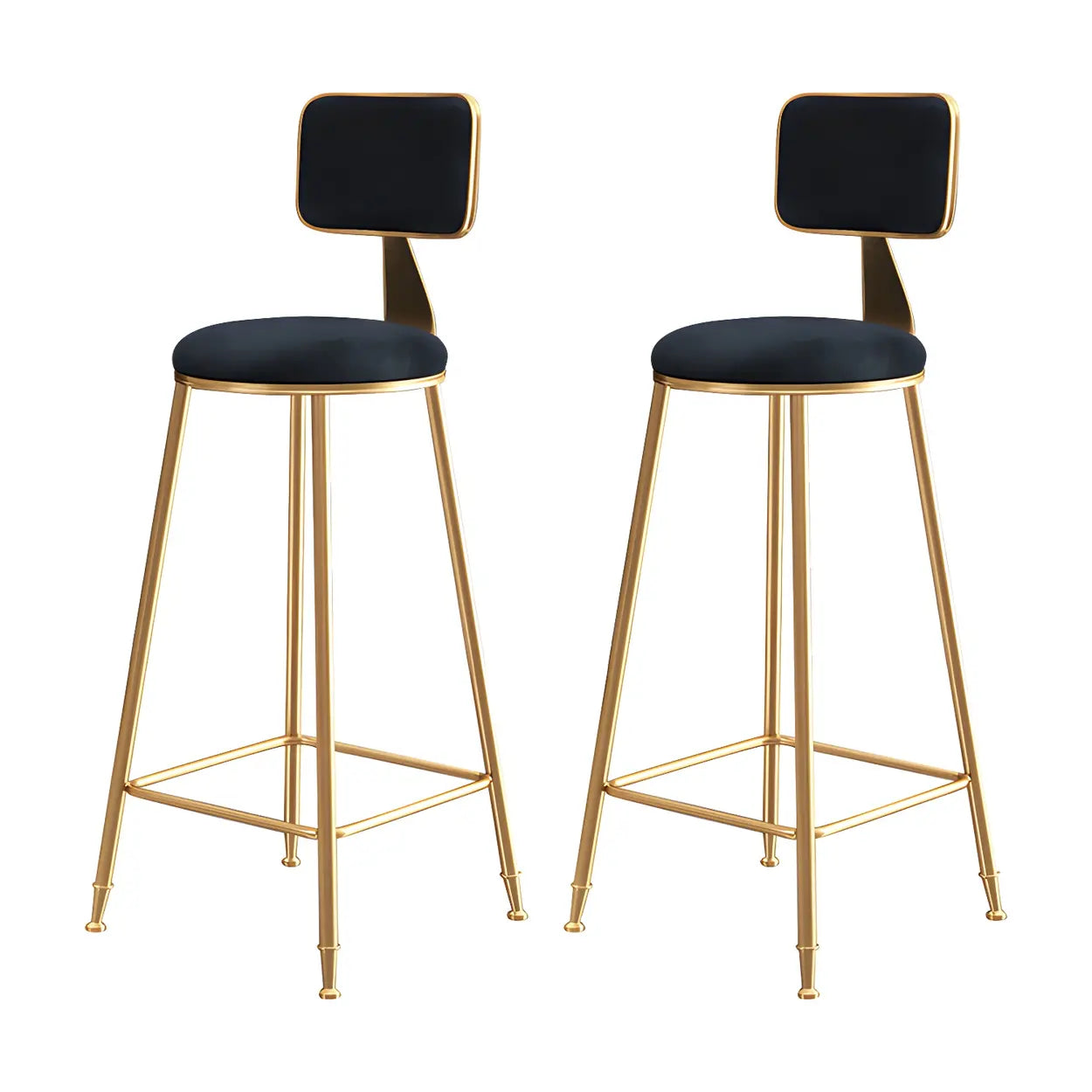 Tabouret de Bar en Velours Luxe avec Dossier et Piètement Métallique Doré – Chaise de Bar Glamour Moderne pour Îlot de Cuisine et Bar à Domicile | Restfield