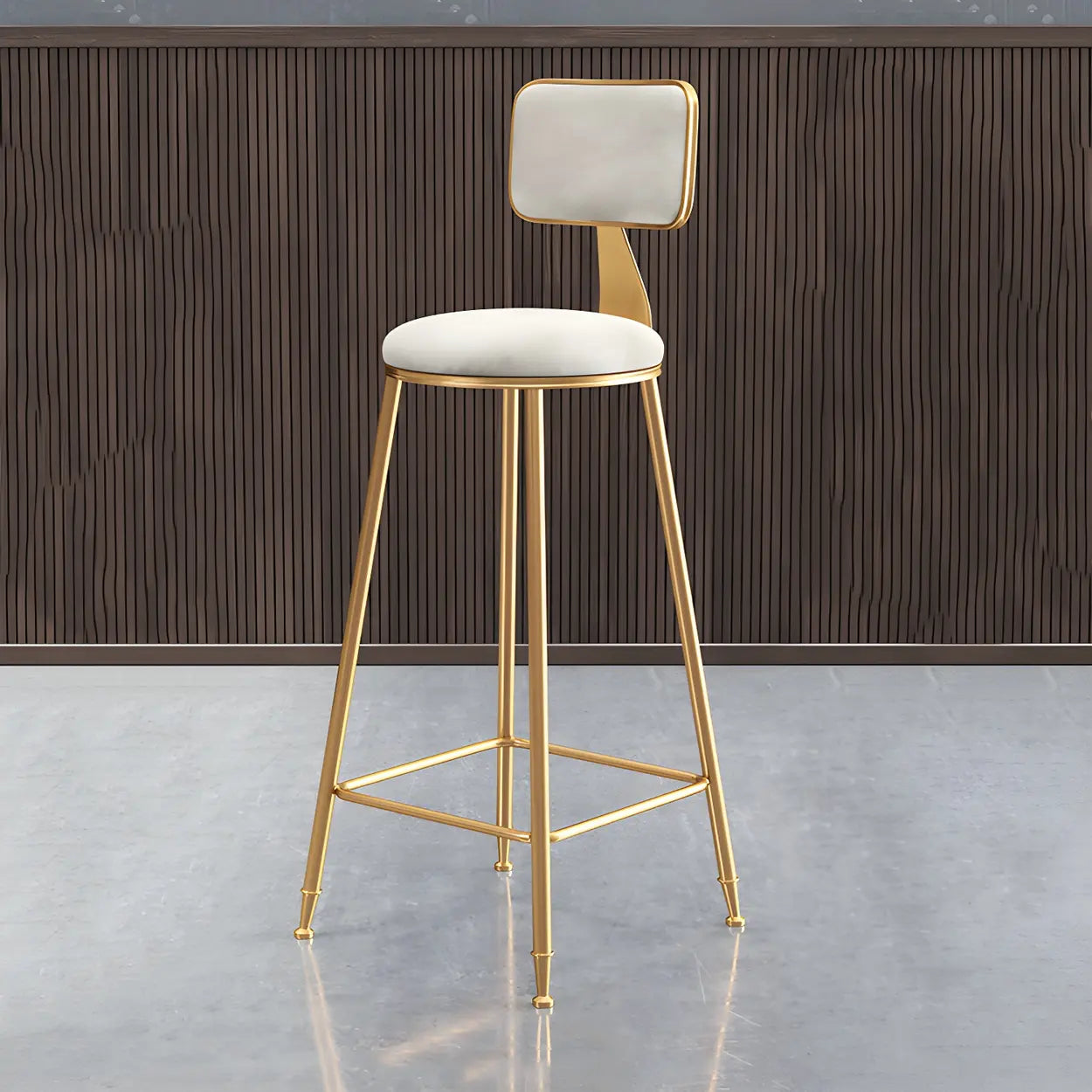 Tabouret de Bar en Velours Luxe avec Dossier et Piètement Métallique Doré – Chaise de Bar Glamour Moderne pour Îlot de Cuisine et Bar à Domicile | Restfield