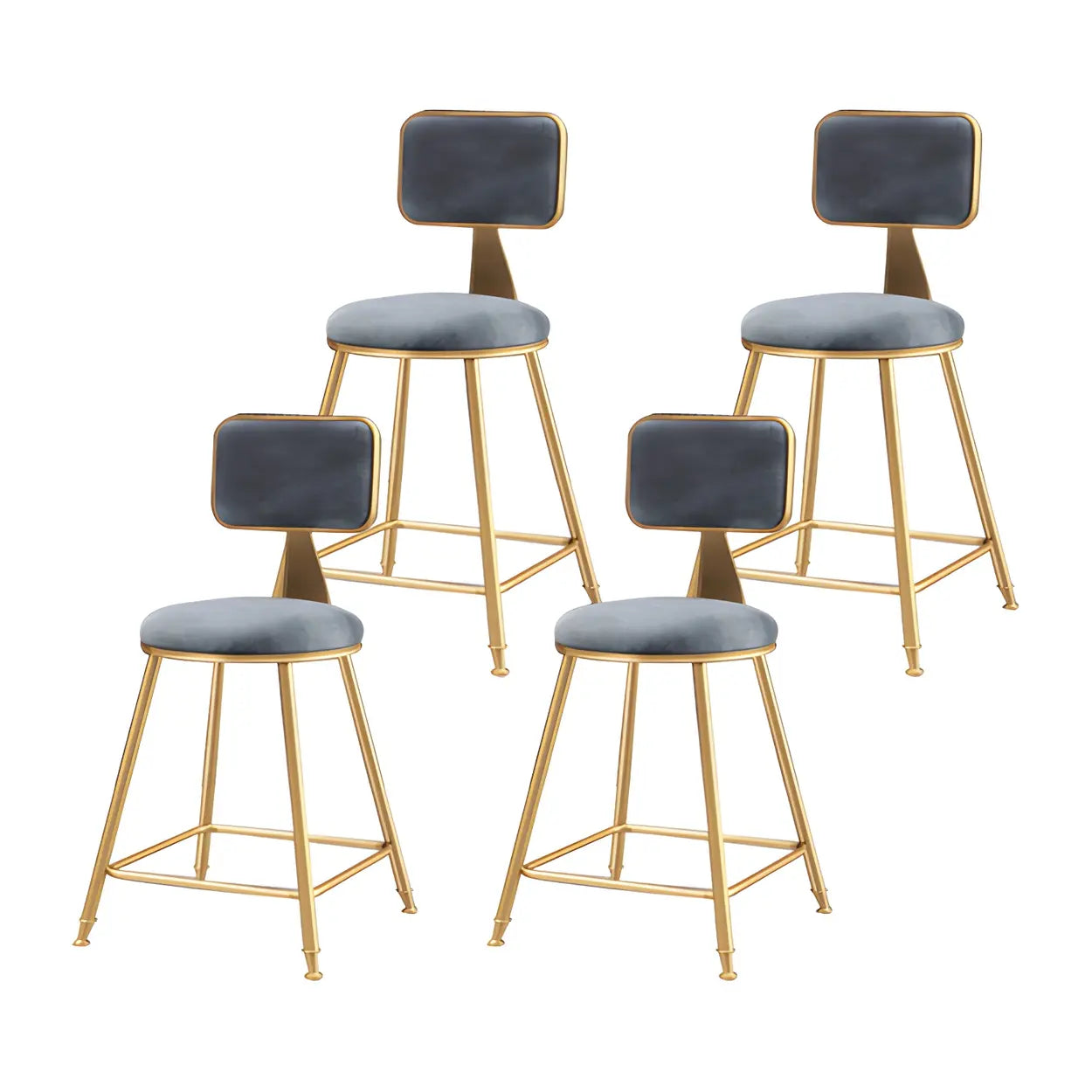 Tabouret de Bar en Velours Luxe avec Dossier et Piètement Métallique Doré – Chaise de Bar Glamour Moderne pour Îlot de Cuisine et Bar à Domicile | Restfield