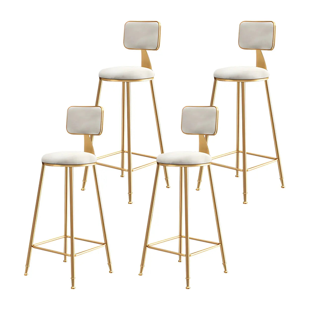 Tabouret de Bar en Velours Luxe avec Dossier et Piètement Métallique Doré – Chaise de Bar Glamour Moderne pour Îlot de Cuisine et Bar à Domicile | Restfield